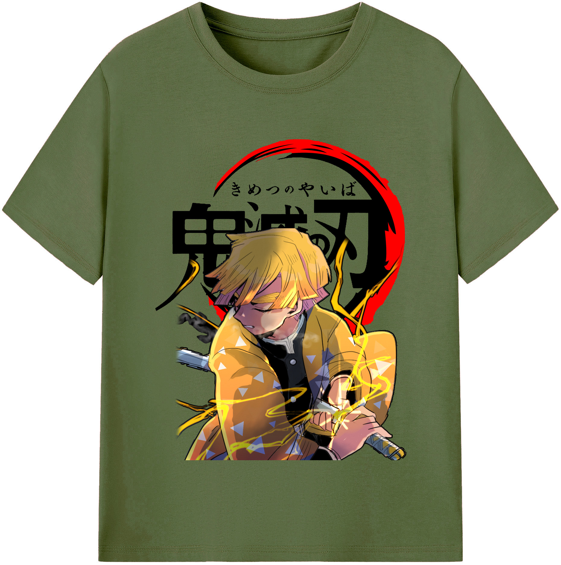 （画像用） 鬼滅の刃（きめつのやいば）我妻 善逸／あがつま ぜんいつ Agatsuma Zenitsu 綿100％半袖Tシャツ（フロントプリント）